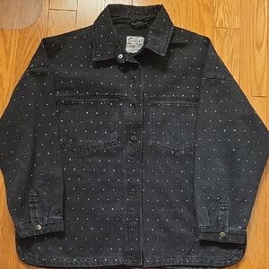 Stoosh Charcoal Denim Jacket with Rhinestones